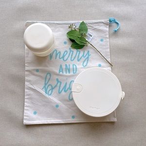 W&P Ceramic Lunch Bowl & Glass Bowl Set in Cream